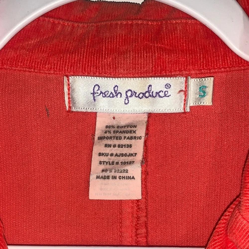 Fresh Produce Orange/Coral Corduroy Blazer Jacket